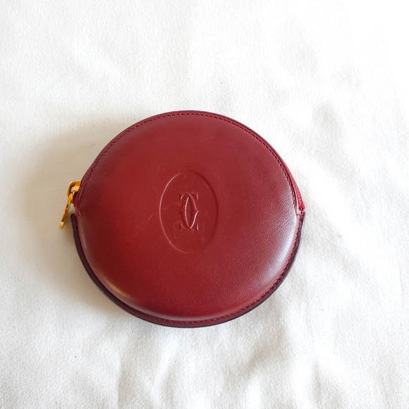 Cartier Other - Cartier leather round coin case holder